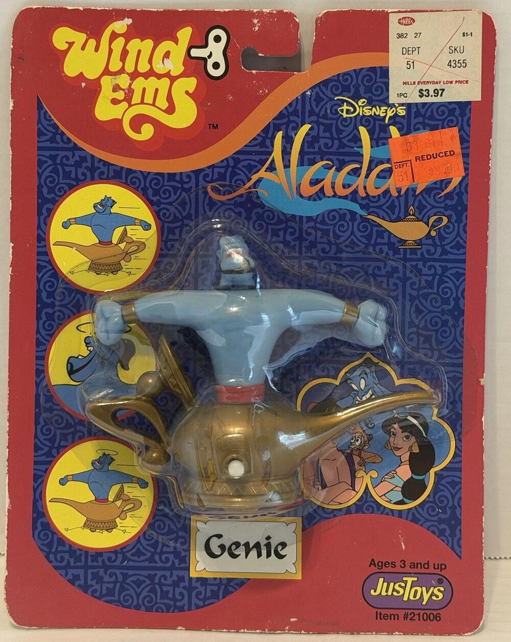 VINTAGE DISNEY ALADDIN GENIE WIND EMS WIND UP TOY JUSTOYS NOS NEW NIP